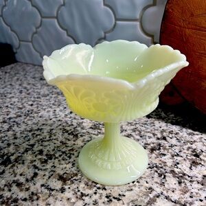 Vintage Fenton Uranium Glass Compote Dish